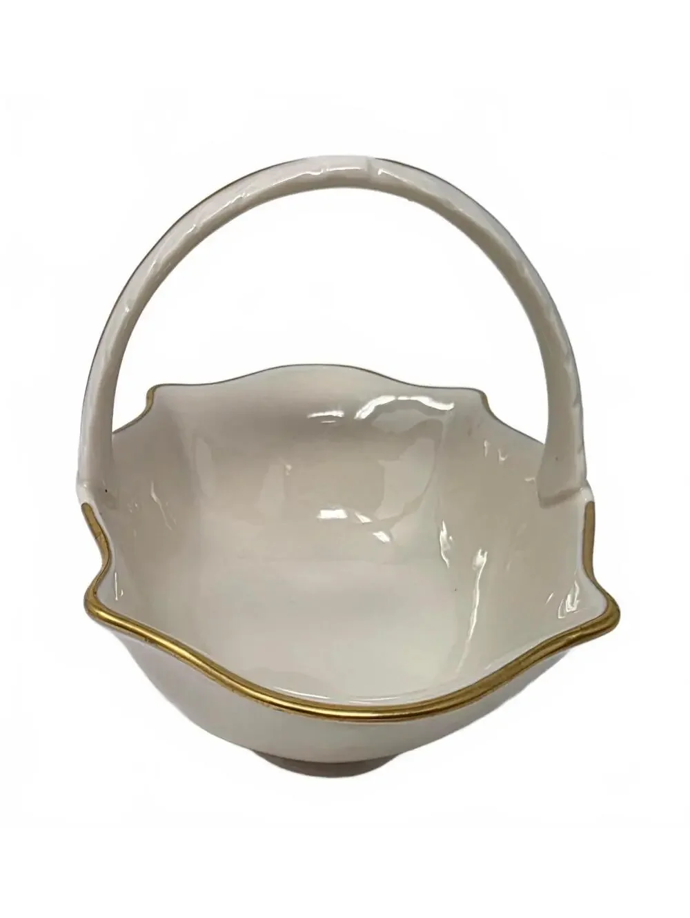 Vintage Lenox Sans Souci Basket Ivory Porcelain 24K Gold Floral USA